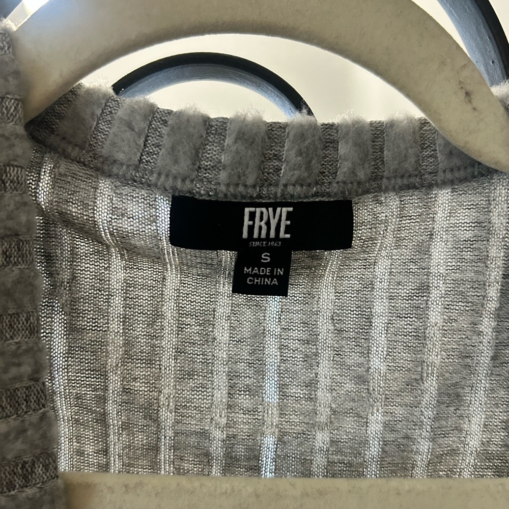 Frye Light Gray Ribbed Long Button-Front Cardigan - Picture 2 of 3